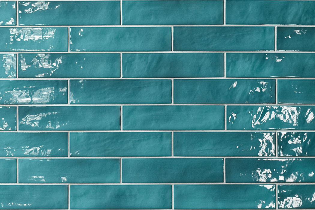 Porcelain stoneware slips 246 x 60 mm petrol blue glossy