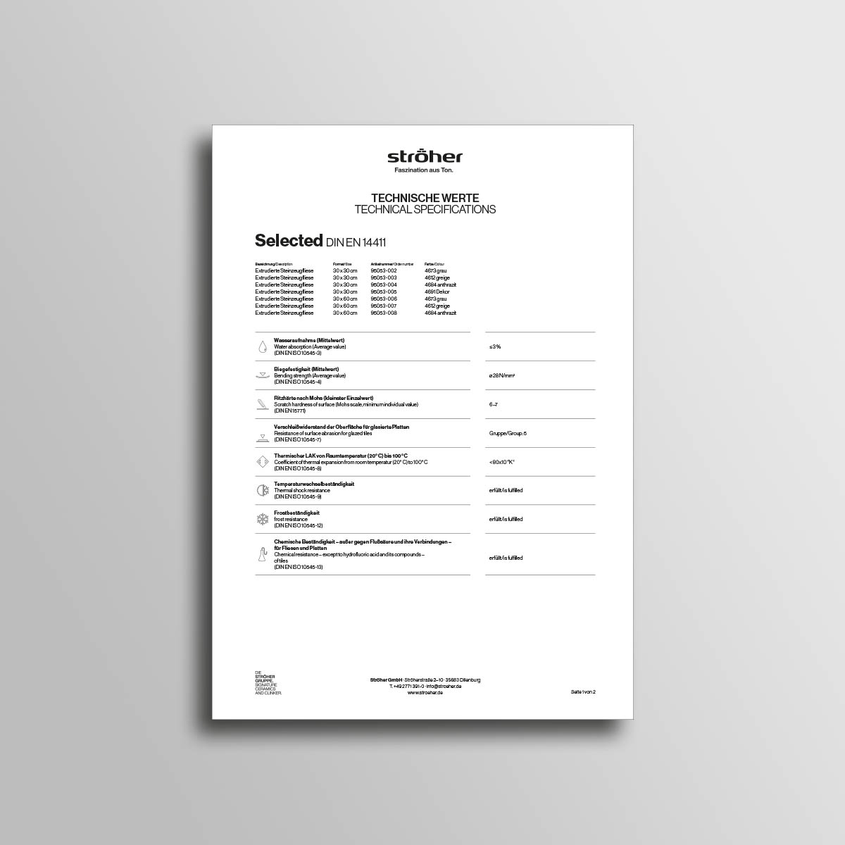 Stroeher Terrassenfliesen Selected Downloads Technische Werte