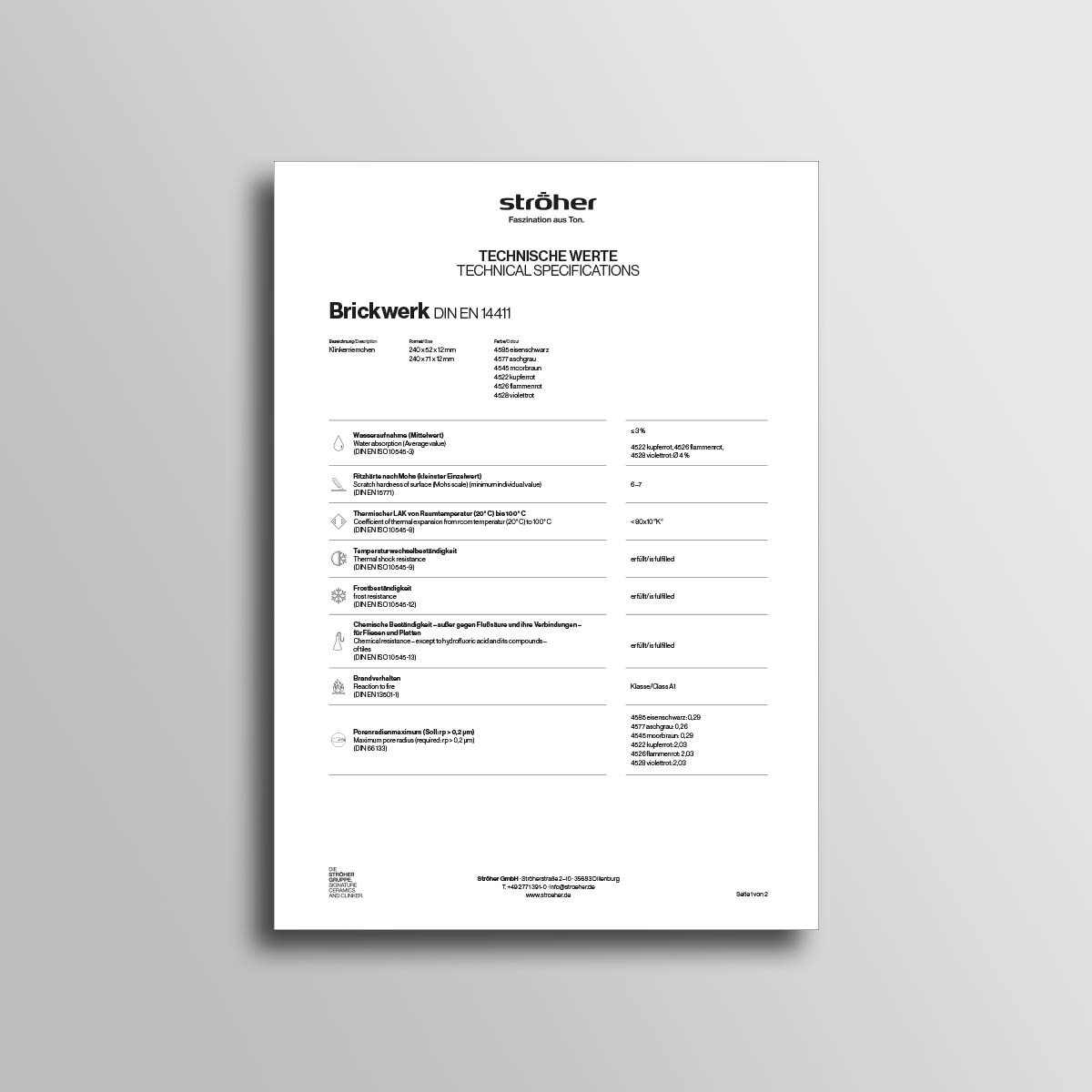 Stroeher Klinkerriemchen Brickwerk Downloads Technische Werte