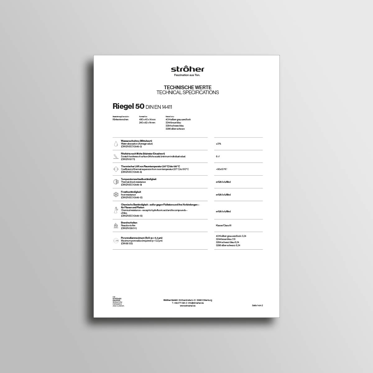 Stroeher Klinkerriemchen Riegel 50 Downloads Technische Werte