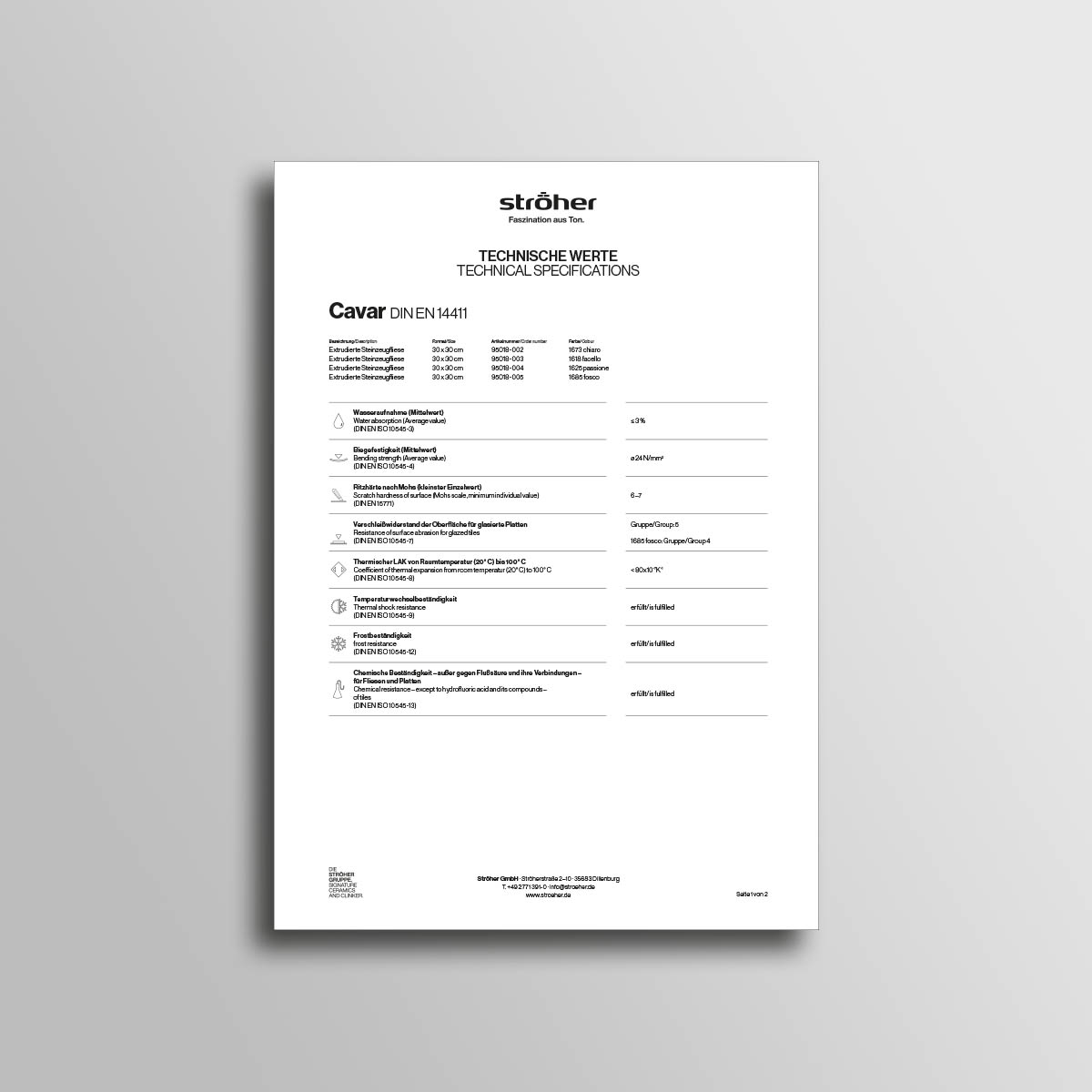 Stroeher Terrassenfliesen Cavar Downloads Technische Werte