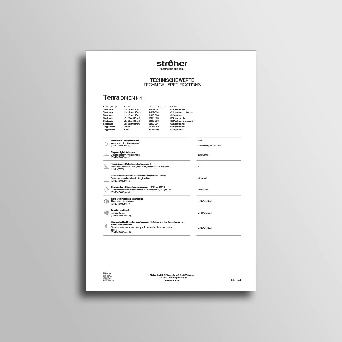 Stroeher Terrassenfliesen Terra Downloads Technische Werte