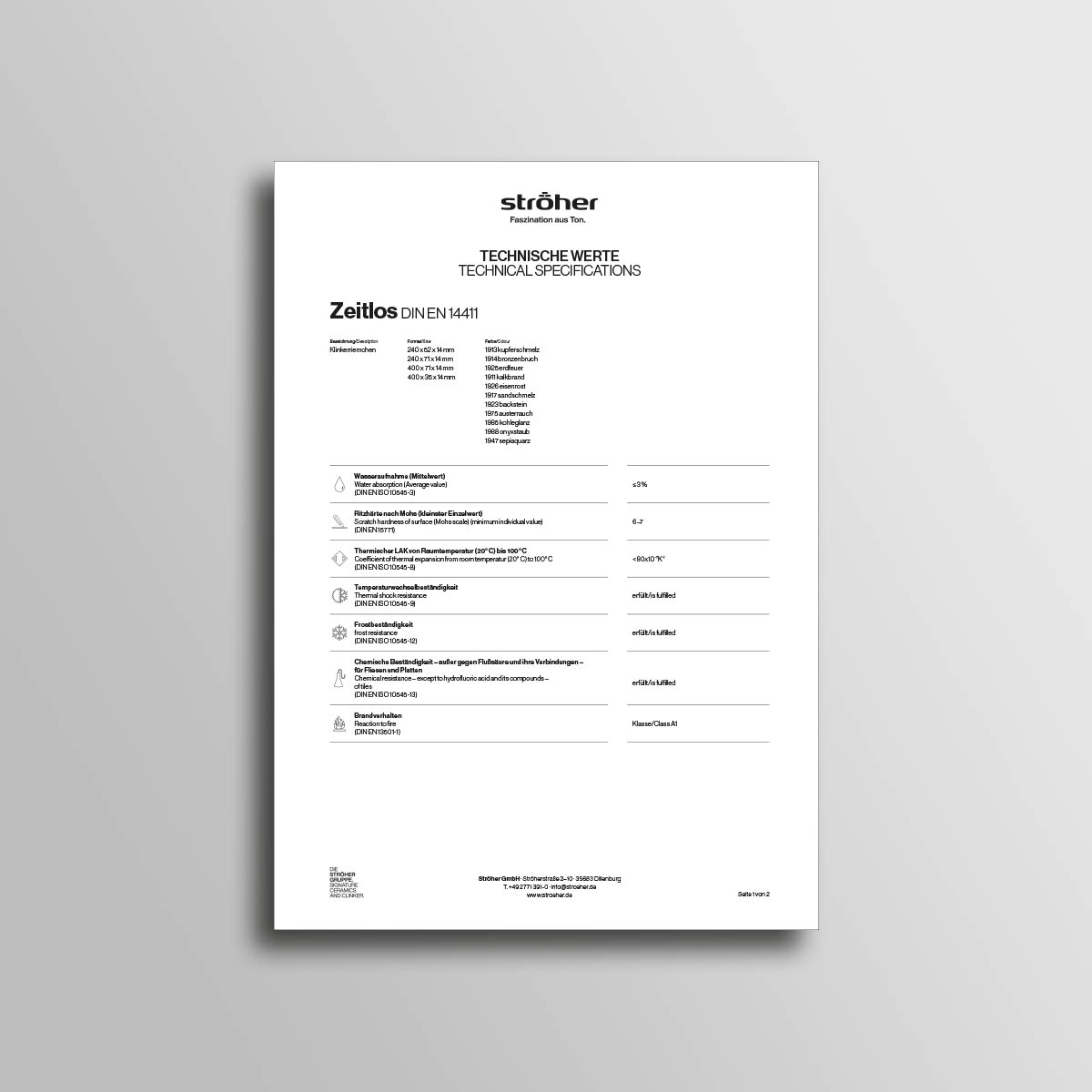 Stroeher Klinkerriemchen Zeitlos Downloads Technische Werte